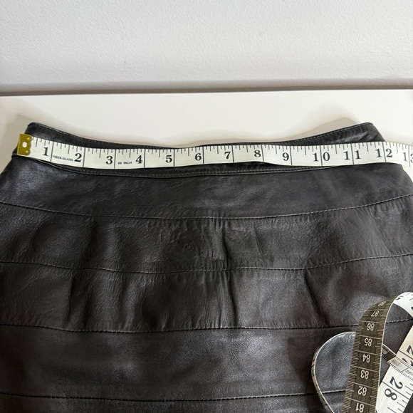 Paolo Santini - Vintage 100% Leather Black Mini Skirt - Size 4 - Picture 8 of 11